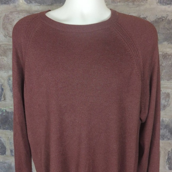 NORTHERN Isles Brown Crew Neck Silk Rayon Cashmere Sweater Men's Size Large - Picture 3 of 14